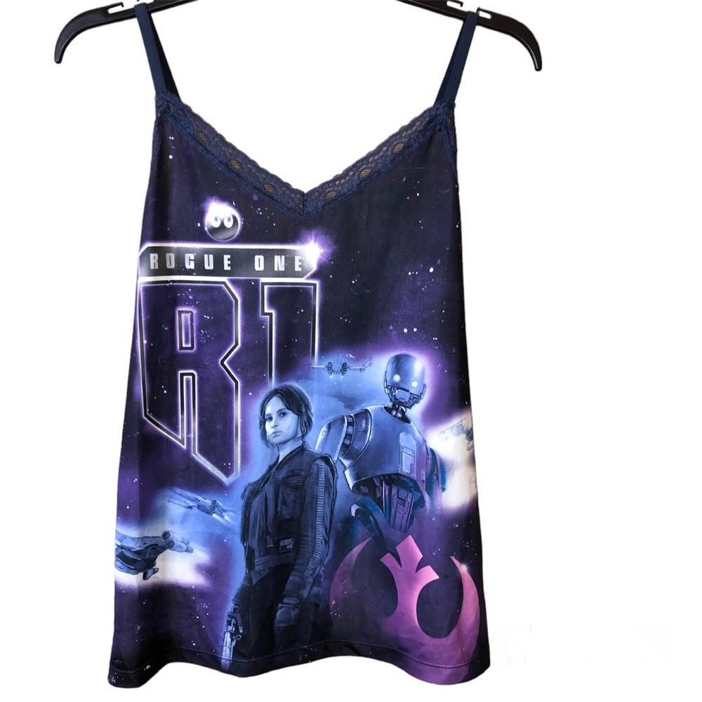 Star Wars Rogue One Lace Trim Cami Tank Top Purple Medium